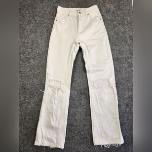 ROLLA'S Womens Original High Rise Straight Jeans White Size 24 Distressed